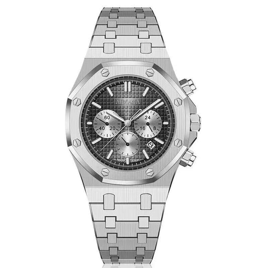 AIMANA Men’s Chronograph Watch – Square Premium Steel Case, Luminous Dial, Water & Scratch Resistant, with 3 Sub-Dials and Precision Control Buttons.