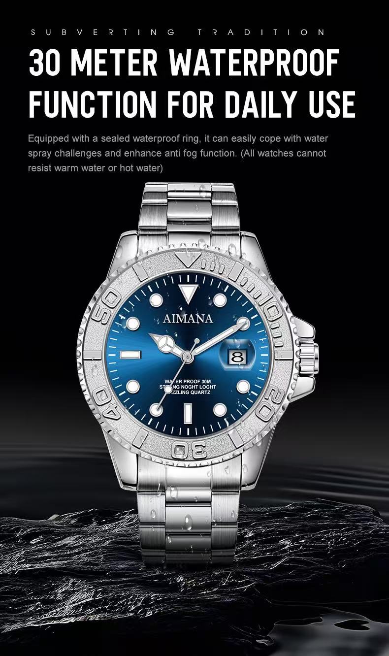 AIMANA Men’s Luxury Business Quartz Watch – Waterproof, Luminous Date Display, Round Dial. A Stylish and Versatile Timepiece – The Perfect Gift for Birthdays or Parties.