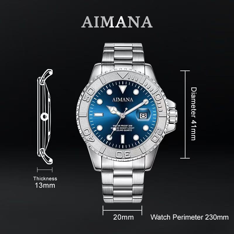 AIMANA Men’s Luxury Business Quartz Watch – Waterproof, Luminous Date Display, Round Dial. A Stylish and Versatile Timepiece – The Perfect Gift for Birthdays or Parties.