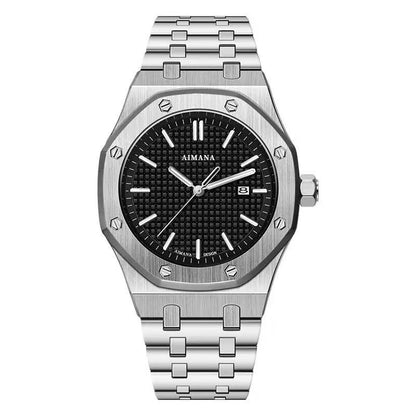 AIMANA Men’s Luxury Quartz Watch – Square Premium Steel Case with Luminous Dial, Water & Scratch Resistant, Featuring Date Display. A Stylish and Versatile Timepiece – Includes a Free Elegant Women’s Watch.