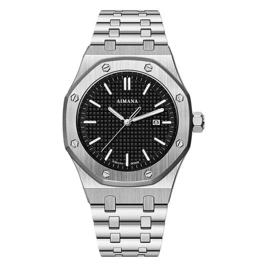AIMANA Men’s Luxury Quartz Watch – Square Premium Steel Case with Luminous Dial, Water & Scratch Resistant, Featuring Date Display. A Stylish and Versatile Timepiece – Includes a Free Elegant Women’s Watch.