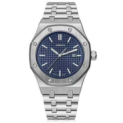 AIMANA Men’s Luxury Quartz Watch – Square Premium Steel Case with Luminous Dial, Water & Scratch Resistant, Featuring Date Display. A Stylish and Versatile Timepiece – Includes a Free Elegant Women’s Watch.