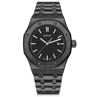 AIMANA Men’s Luxury Quartz Watch – Square Premium Steel Case with Luminous Dial, Water & Scratch Resistant, Featuring Date Display. A Stylish and Versatile Timepiece – Includes a Free Elegant Women’s Watch.