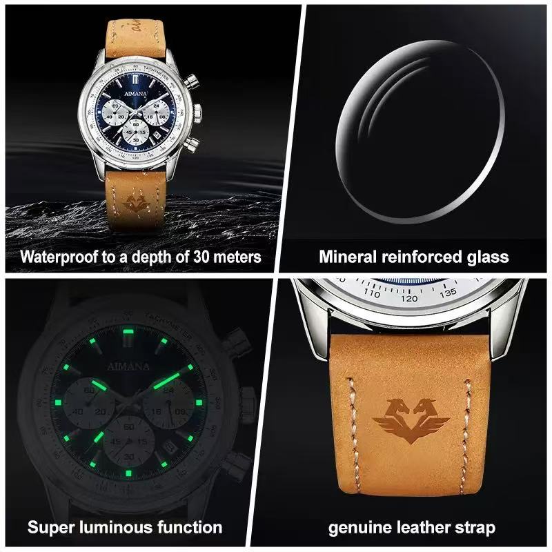 AIMANA Luxury Men's Watch | Luminous Dial, Waterproof, Anti-Scratch Glass,Day Display,Perfect Gift for Him.