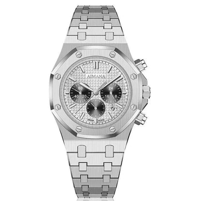 AIMANA Men’s Chronograph Watch – Square Premium Steel Case, Luminous Dial, Water & Scratch Resistant, with 3 Sub-Dials and Precision Control Buttons.