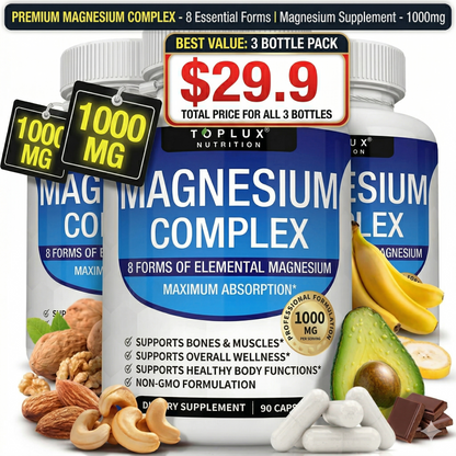 【3-Bottle Bundle】Magnesium Complex 8 Essential Magnesium Supplement 1000mg - Only $29.9!