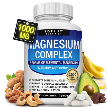 【3-Bottle Bundle】Magnesium Complex 8 Essential Magnesium Supplement 1000mg - Only $29.9!