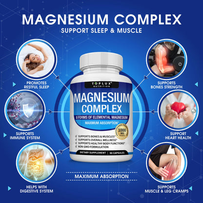 【3-Bottle Bundle】Magnesium Complex 8 Essential Magnesium Supplement 1000mg - Only $29.9!