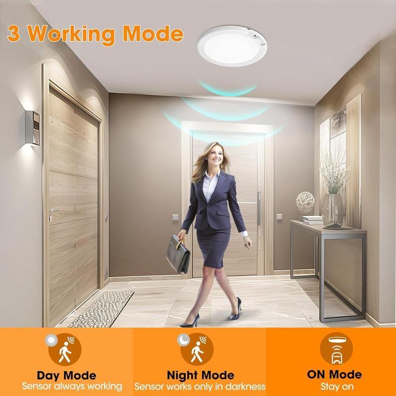 Smart Human Motion Sensor Ceiling Light with Type-C Charging Cable, Adhesive Tape, Remote Control, Iron Sheet, Screw Bag, Bedroom Stairs Closet, Motion Sensor Lamp