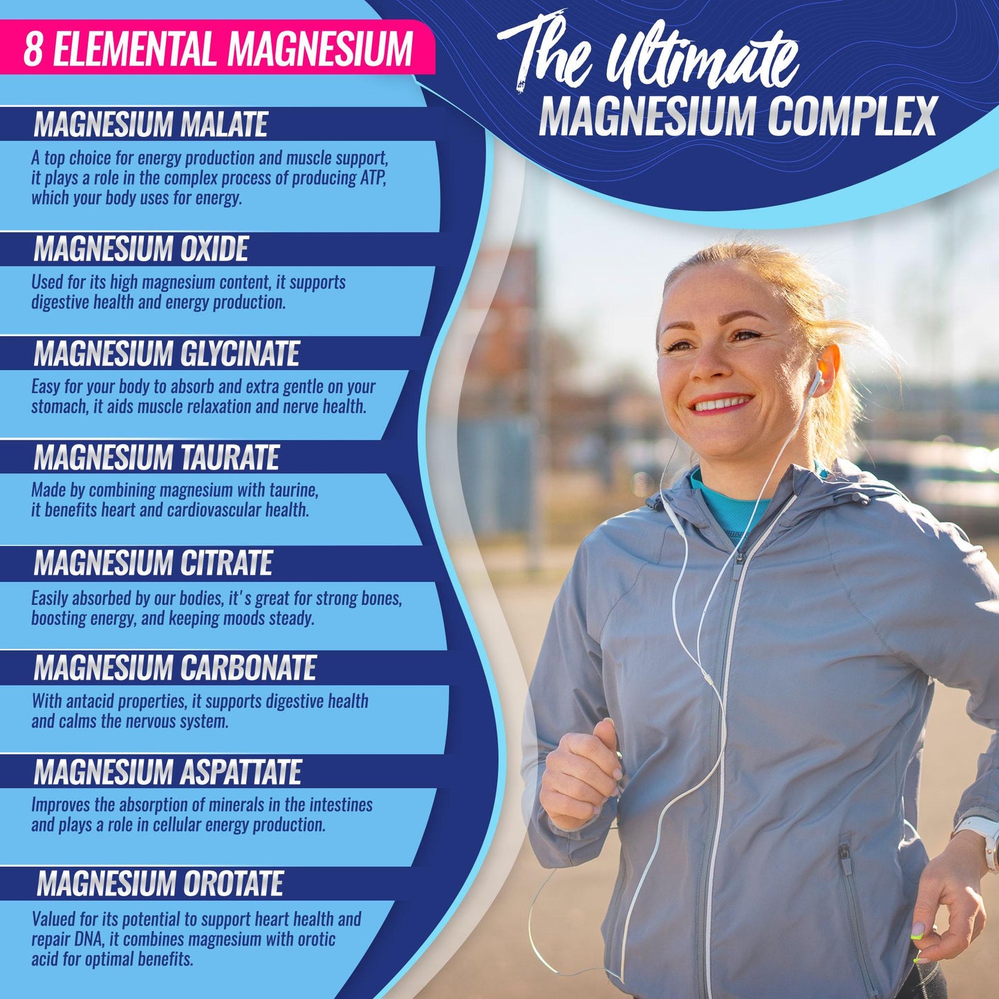 【3-Bottle Bundle】Magnesium Complex 8 Essential Magnesium Supplement 1000mg - Only $29.9!