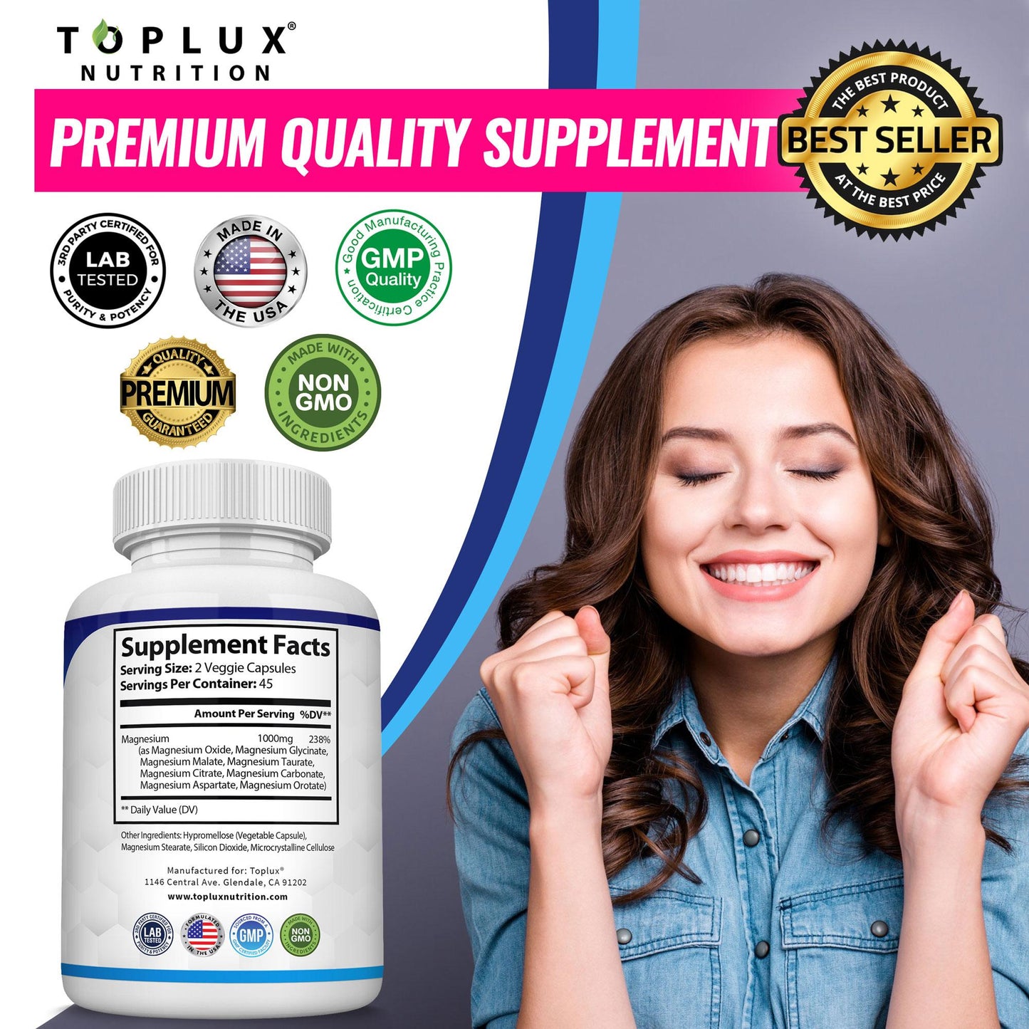 【3-Bottle Bundle】Magnesium Complex 8 Essential Magnesium Supplement 1000mg - Only $29.9!