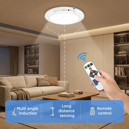Smart Human Motion Sensor Ceiling Light with Type-C Charging Cable, Adhesive Tape, Remote Control, Iron Sheet, Screw Bag, Bedroom Stairs Closet, Motion Sensor Lamp