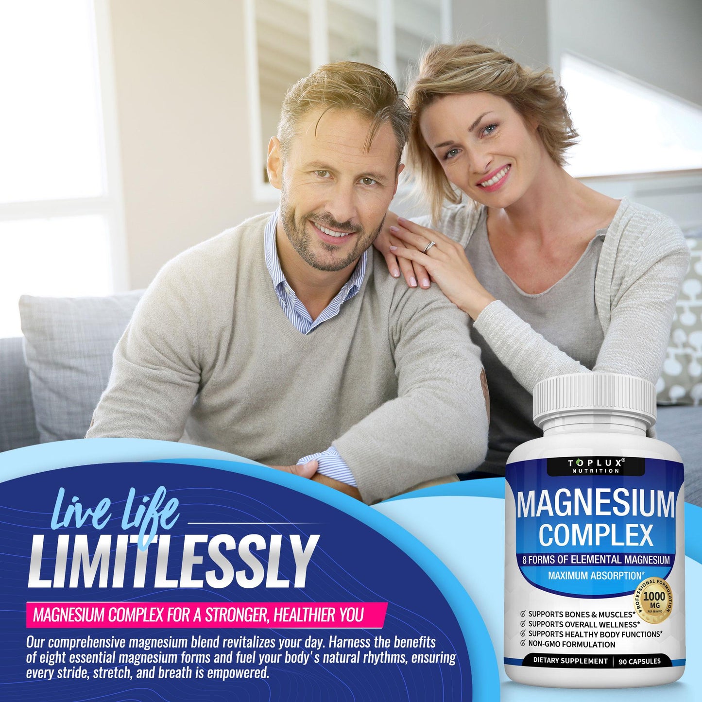 【3-Bottle Bundle】Magnesium Complex 8 Essential Magnesium Supplement 1000mg - Only $29.9!