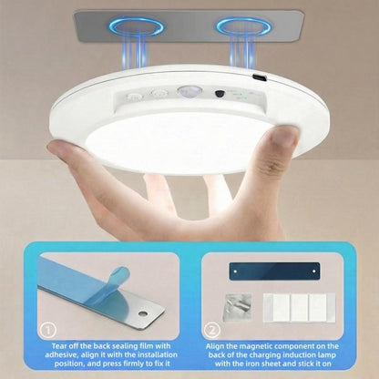Smart Human Motion Sensor Ceiling Light with Type-C Charging Cable, Adhesive Tape, Remote Control, Iron Sheet, Screw Bag, Bedroom Stairs Closet, Motion Sensor Lamp