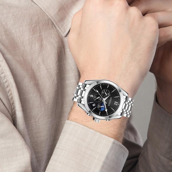AIMANA Men’s Luxury Chronograph Watch – Crafted from Premium Alloy Steel, Featuring a Luminous Dial, Three Sub-Dials, Date Display & Control Buttons. Available in Two Elegant Colors
