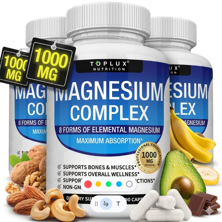 【3-Bottle Bundle】Magnesium Complex 8 Essential Magnesium Supplement 1000mg - Only $29.9!