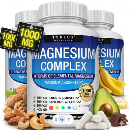 【3-Bottle Bundle】Magnesium Complex 8 Essential Magnesium Supplement 1000mg - Only $29.9!